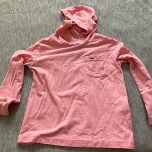 Vineyard Vines Girls' Pink Hooded Long-Sleeve Pocket Tee